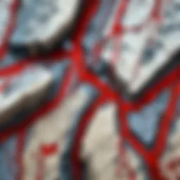 Exquisite red veins in granite showcasing nature's artwork