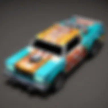 Minecraft character customizing their Hot Wheels car