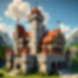 A stunning castle built in Minecraft showcasing architectural creativity