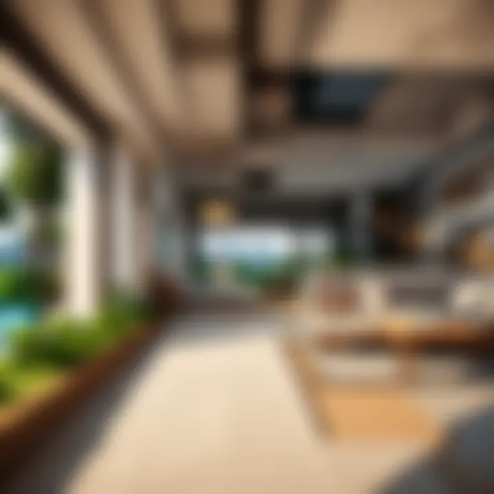 Interior view of a contemporary Minecraft home with minimalist furniture and bright colors