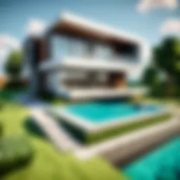 Stunning modern house design in Minecraft showcasing sleek lines and large glass windows