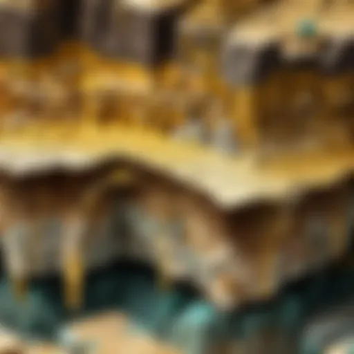 Geological layers indicating gold deposits