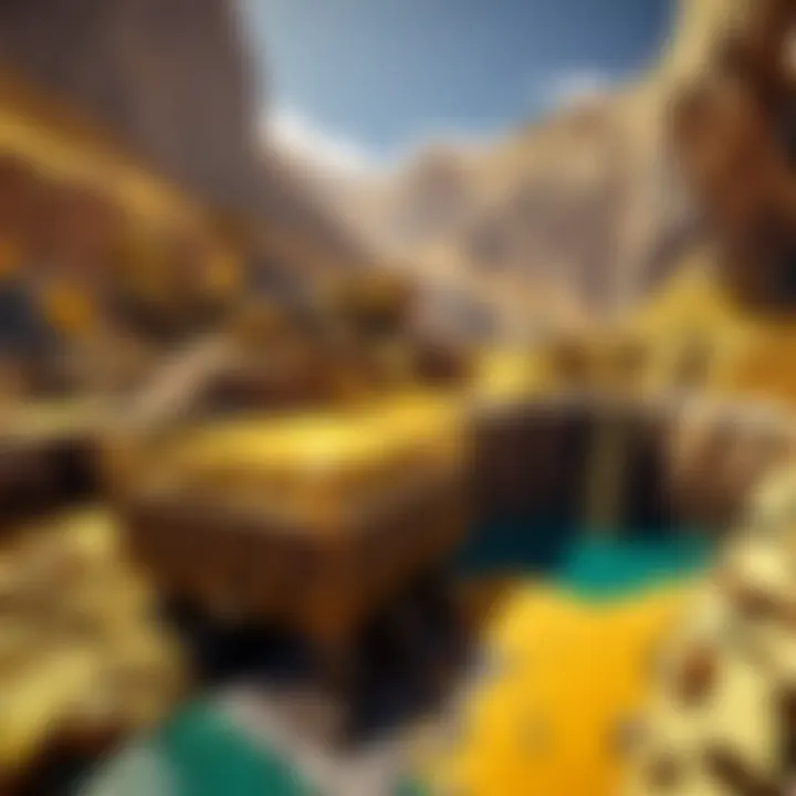 A successful gold mining site in Minecraft