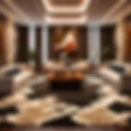 Luxurious high-pile carpet in modern living room