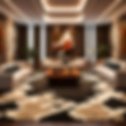 Luxurious high-pile carpet in modern living room