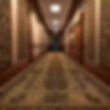 Patterned high-low carpet adding dimension to hallway