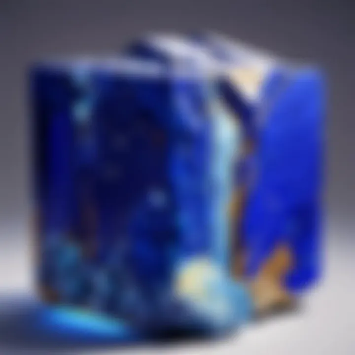 A vibrant lapis lazuli ore vein in a Minecraft cave, illustrating its natural habitat