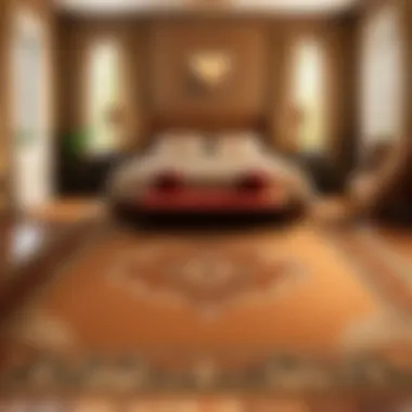 Chic light brown carpet complementing a vintage decor setting