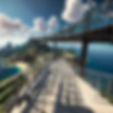 Aerial View of Sky Railing in Urban Setting Majestic Sky Railing overlooking Urban Landscape