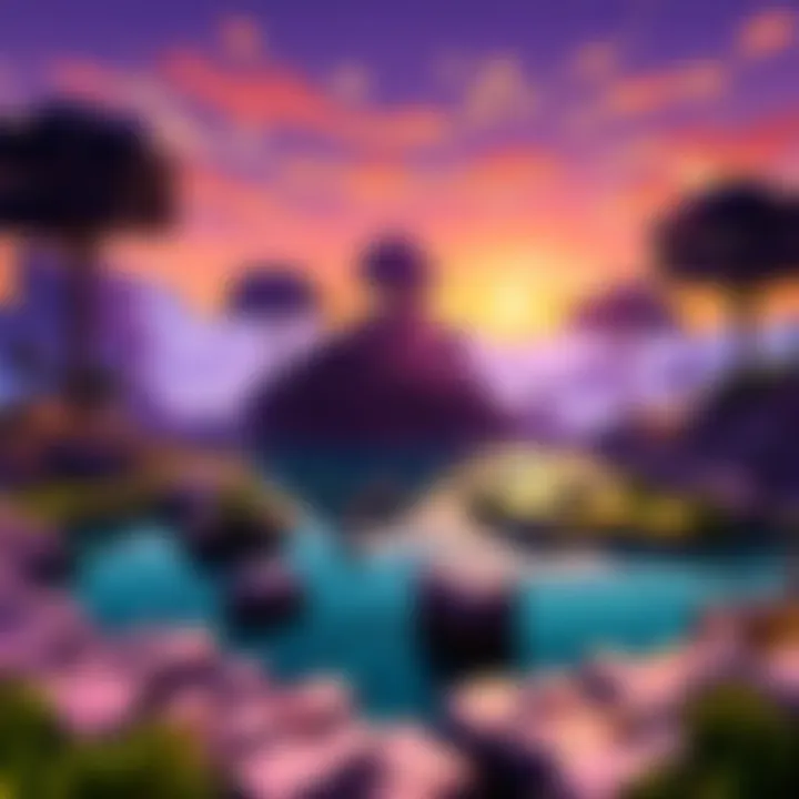 Ethereal Minecraft landscape at dusk