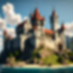 A beautifully constructed medieval castle in Minecraft