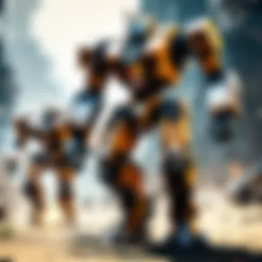 Epic Battle Scene of Mech Suits in Action Mech Suit Combat