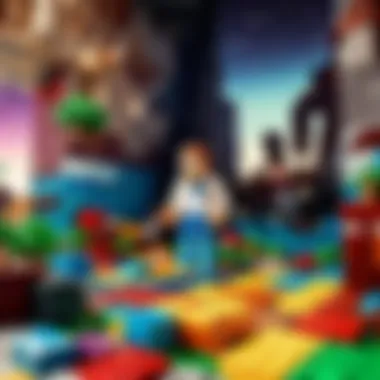 Vibrant Minecraft Lego Scene Colorful Minecraft Lego set showcasing a creative building scene