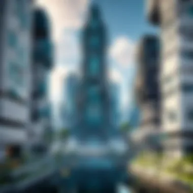 Minecraft mod showcasing futuristic cityscape