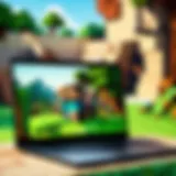 A laptop displaying Minecraft gameplay