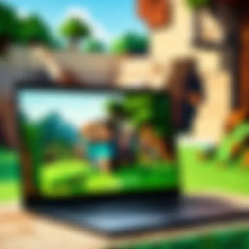 A laptop displaying Minecraft gameplay
