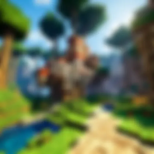 A vibrant Minecraft landscape showcasing various resources.