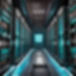 Illustration of a server room with glowing servers