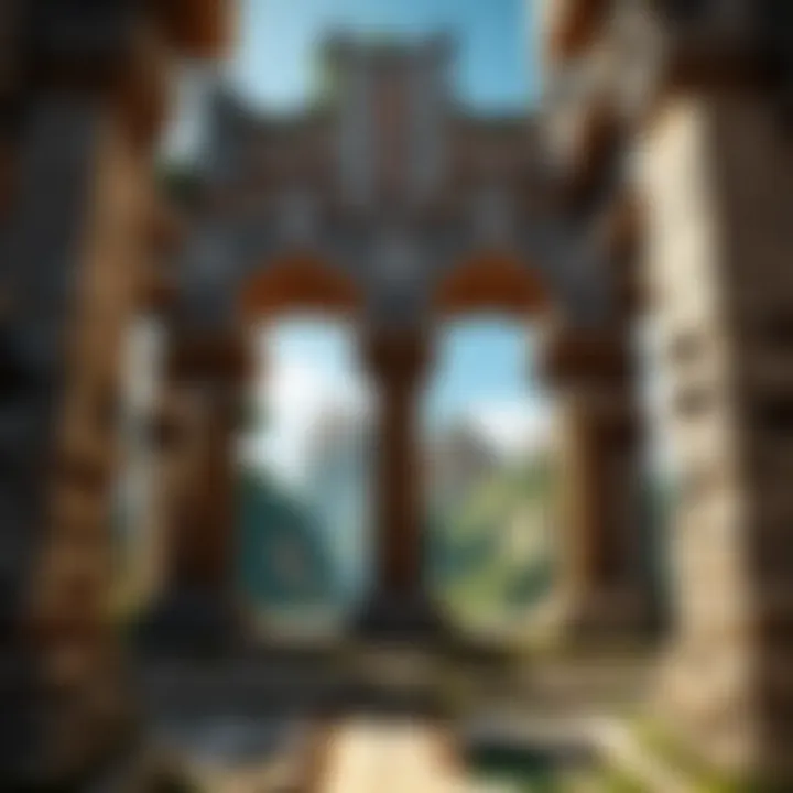 Minecraft setting featuring ancient ruins and archaeological elements