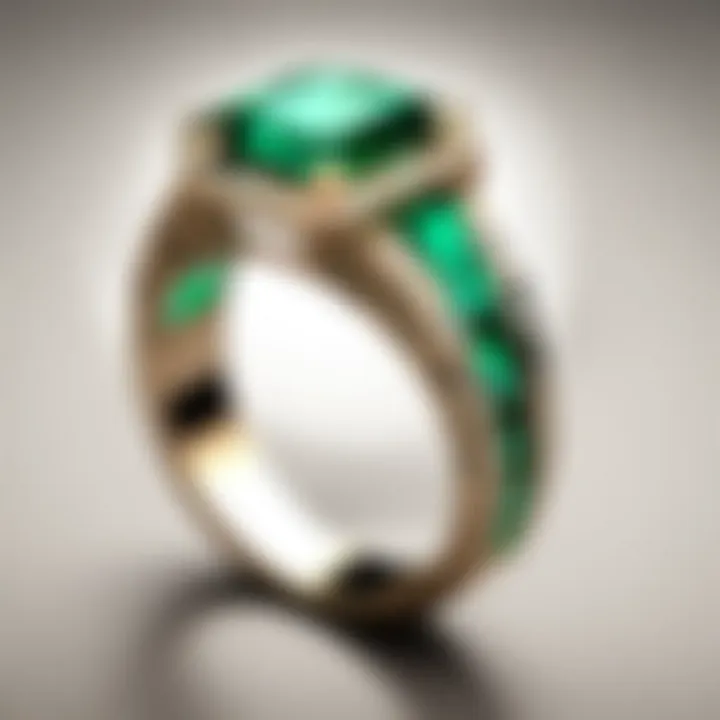 Elegant Minecraft-themed wedding ring set with emerald accents