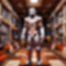 Gamer exploring MineGlitz interface on a futuristic holographic display