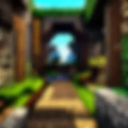 A vibrant Minecraft world showcasing various mods in action