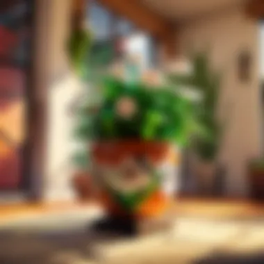 Interior Centerpiece Innovation Modern interior space with flowerpot lamp as a centerpiece