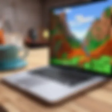 Contemporary MacBook running immersive Minecraft gameplay Modern MacBook running Minecraft gameplay