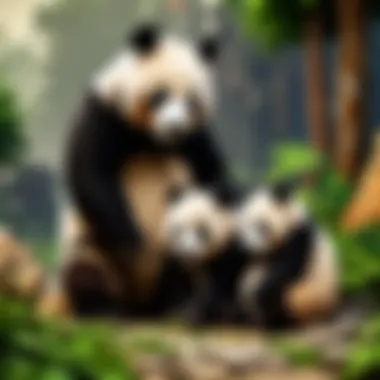 Maternal Instincts of Panda Panda Mother Caring for Cub