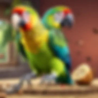 Parrot Cracking Nut with Beak