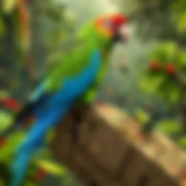 Resourceful Parrot Engaging in Insect Hunting Parrot Hunting and Eating Insects