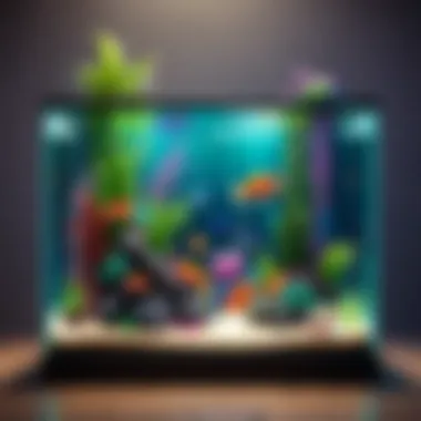 Illustration of a serene fish tank with colorful aquatic life