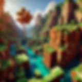 Abstract Minecraft landscape with redeeming code element