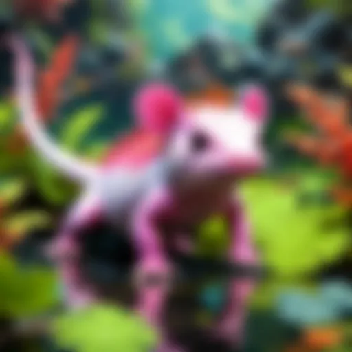 A vibrant axolotl in its natural habitat showcasing the unique features of this amphibian.
