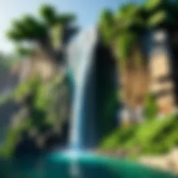 Artistic depiction of a serene waterfall wall