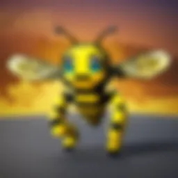 Detailed design of the stuffed Minecraft bee showcasing vibrant colors and textures.