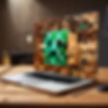 Stylish MacBook with Minecraft installation screen