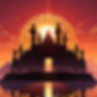 Radiant Sunrise Silhouette Silhouette of temple spires against a radiant sunrise