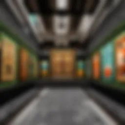 A beautifully designed Minecraft museum showcasing various art styles.
