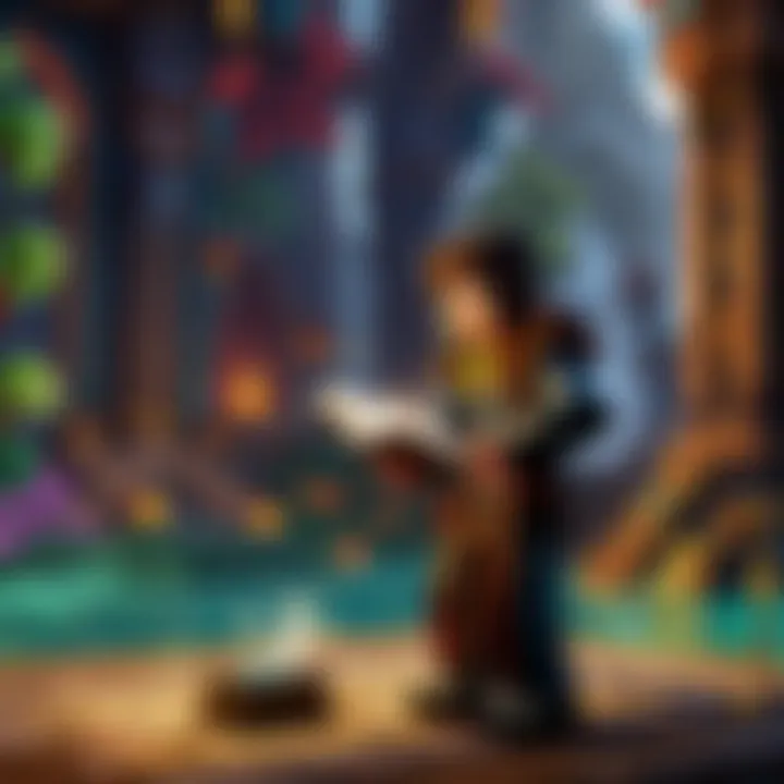Player utilizing an enchantment book for upgrades