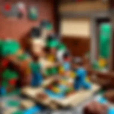 Children Engaging with LEGO Minecraft Sets An engaging scene of children interacting with LEGO Minecraft building sets.