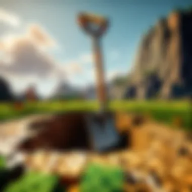 Terrain Manipulation with a Shovel Player using a shovel for terrain manipulation