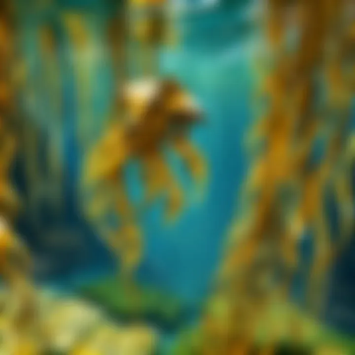 A player harvesting solid gold kelp, emphasizing the strategic aspect of resource acquisition.