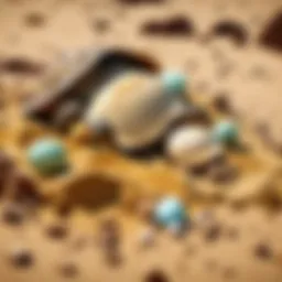 Close-up of turtle eggs in a nest