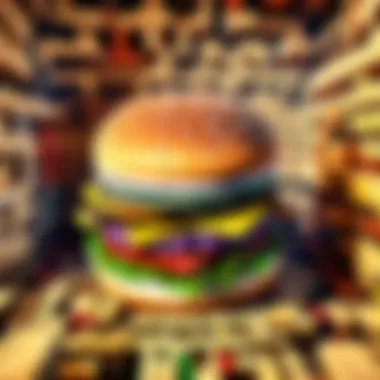 Artistic representation of burger ingredients forming a maze