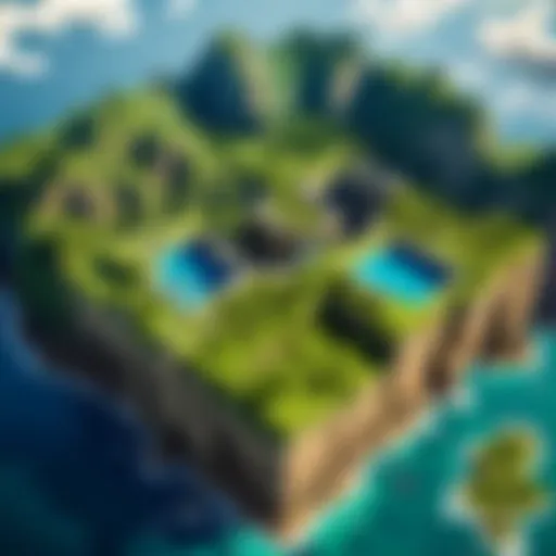 Aerial view of Minecraft world
