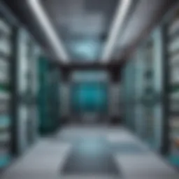 Illustration depicting a server room with futuristic technology