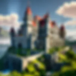 Artistic rendition of a majestic castle in Minecraft