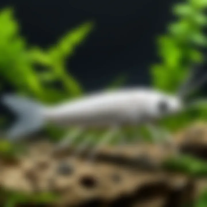 Illustration of white silverfish in its natural habitat, emphasizing its surroundings