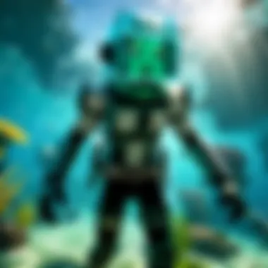 Engaging in Underwater Combat with the Aqua Helmet Underwater combat scene featuring Aqua Helmet